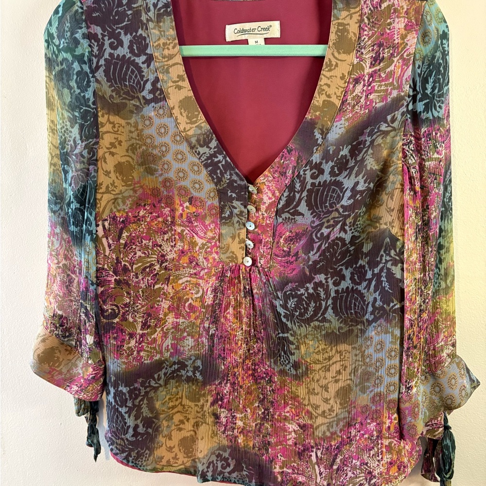 Coldwater Creek Multicolor Floral Blouse